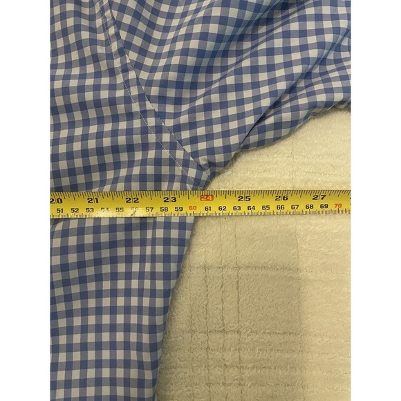 STANTT Shirt Mens Blue Plaid Button Up Long Sleeve Custom Fit - Button/Zipper - Picture 6 of 7